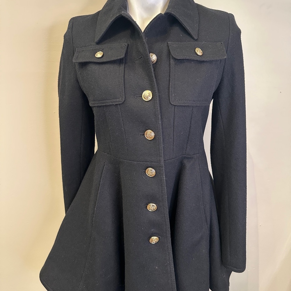 Laundry By Shelli Segal Dark Black Wool Blend waistcoat size 2